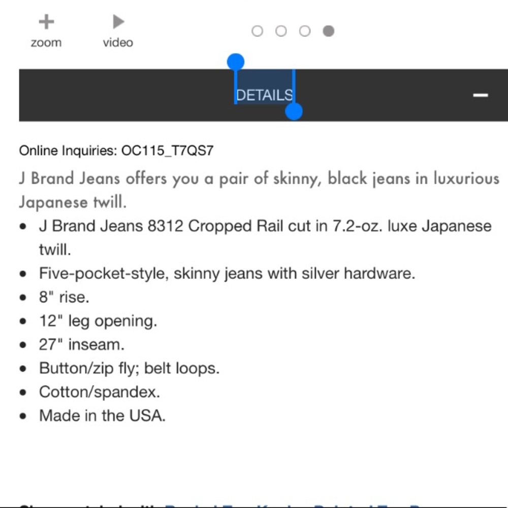 J BRAND**Mid-Rise Cropped Rail Jeans*Size 25 $228 - Picture 10 of 11